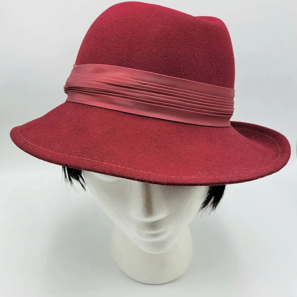 Vintage Betmar Wool Fedora / Cranberry - Picture 4 of 9